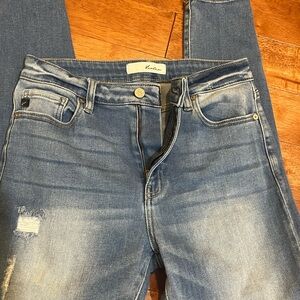 KanCan Women's Distressed Light Blue Skinny Jeans 9/28